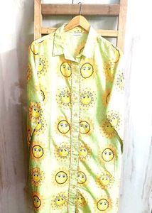 Sun Print Button-Down Long Shirt Size-44