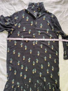 Cactus Print Black Shirt Dress 🤩– Breezy Style