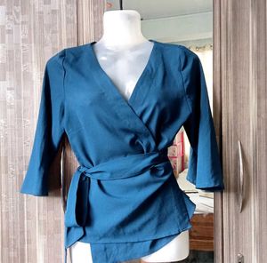 Teal Wrap Blouse