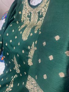 Green and Gold Embroidered Kameez