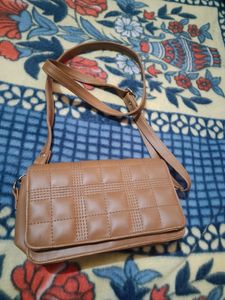 Quilted Brown Sling Bag