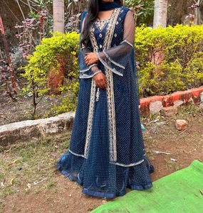 Elegant Navy Blue Anarkali Suit