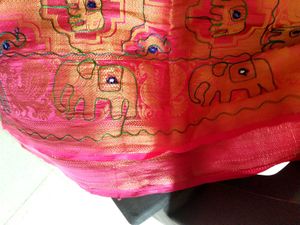 Pink &amp; Gold Embroidered Fabric