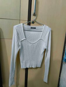 Zudio Ribbed Deep Neck Top