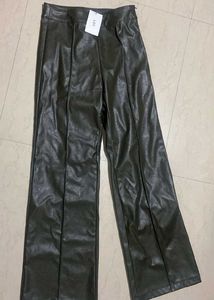 Stylish Faux Leather Wide Leg Pants