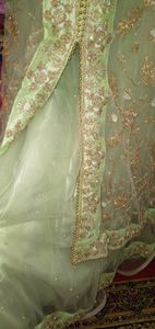 Beautiful 3 PCs  crop top  Lehenga and jacket with full embroidered crop top and  long jacket heavily embroidered... pearl and shimmer  work on Lehenga...jacket can be separated...