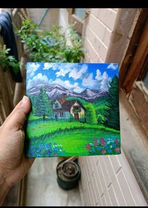 Mini Aesthetic Landscape Painting With Stand