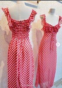 Red Gingham Ruffle Dress