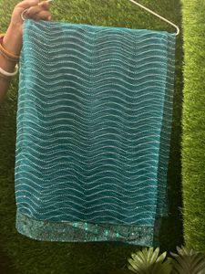 Teal Wave Saree
