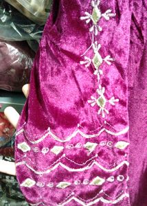 Wine Colour Velvet Shanil Suit