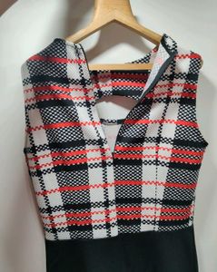 Stylish Plaid Cutout Bodycon Dress