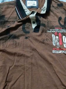 Brown Graphic Print Polo T-Shirt