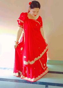 Red Bridal  Lehenga Choli Dupatta