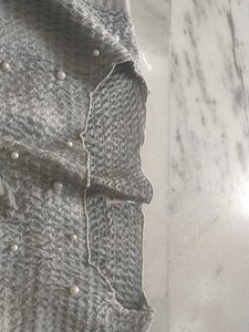 Grey Dress with Pearl Detail