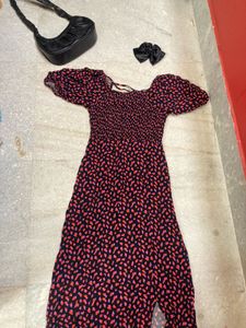 Y2k Black Red Flower Dress