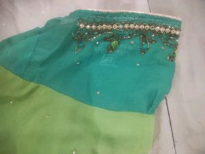 Green Ombre Beaded Saree