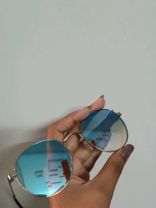 Blue Mirrored Round Sunglasses