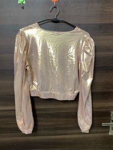 Metallic Gold Puff Sleeve Top