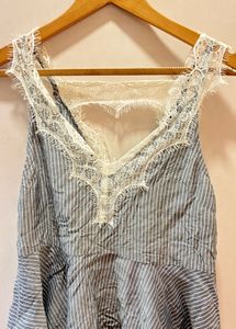 Beautiful Striped Lace Trim Top