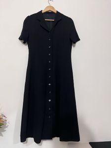 Vintage Black Button-Down Midi Dress