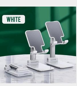 Adjustable and Foldable Desktop Phone Holder Stand -  for Phone Compatible with All Mobile Phone/Tablets Upto 4-11&#34; for Desk, Table, Home &amp; Online Classes (White) Metal Holder (Pack Of 1)