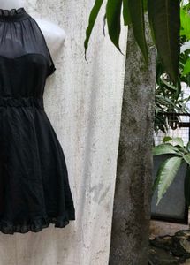 11277. Black Halter Neck Mini Dress