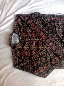 Printer Ethnic Men Black Kurta