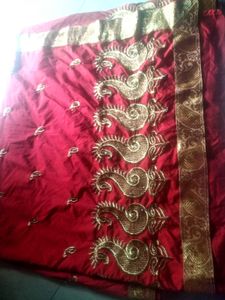 Red & Gold Embroidered Saree