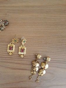 3 Elegant Gold Tone Earrings