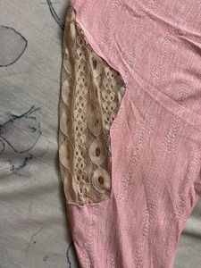 Pink Lace Shoulder Top