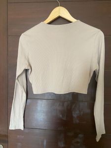 H&amp;M Cement Gray Crop Top (L)