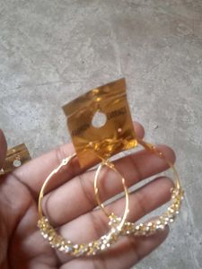 Gold Rhinestone Hoop Earrings