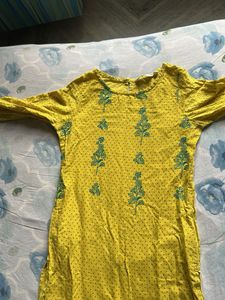 Yellow Embroidered Kurti