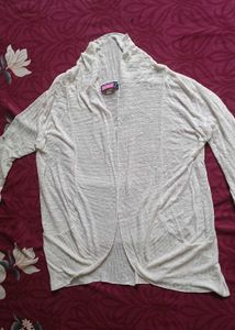 Ecru Knit Open Cardigan