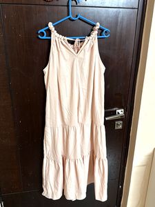 Casual Light Peach Tiered Mini Dress