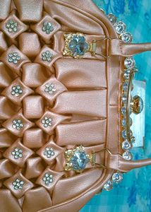 Elegant Peach Rhinestone Handbag