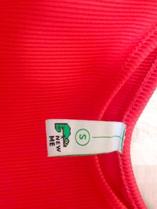 Red Ribbed Bodycon Dress