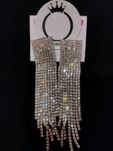 Sparkling Rhinestone Tassel Earrings