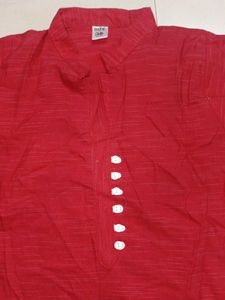 Red Mandarin Collar Shirt