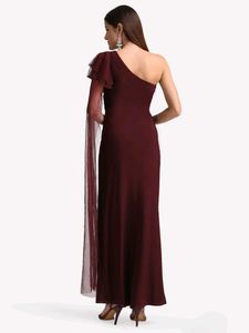 Kazo One Shoulder Embellished Drape Maxi Dress