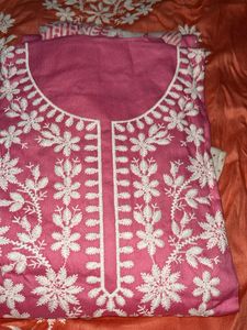 Choose One Peach Embroidered Kurta Set