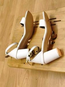 Women White Block Heel Sandal