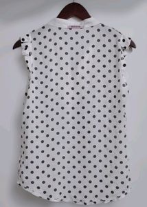 Mogin White &amp; Black Polka Dot Print Top (Women)