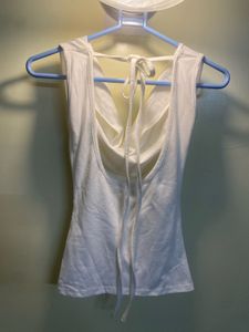 White Cowl Neck Tank Top