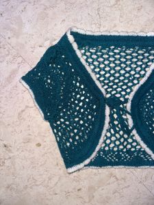 NEWME - Teal Crochet Bolero Cardigan 💚🌴🥑🐢🥝🧤
