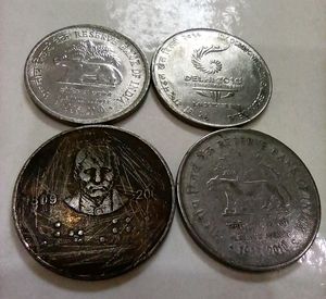 Rear  ₹1 &amp; ₹2 Indian Coin