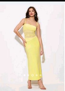 Yellow Mesh Maxi Dress
