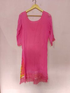 Pink Embroidered kurta and dupatta