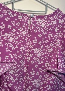 Purple Floral Ruffle Dress