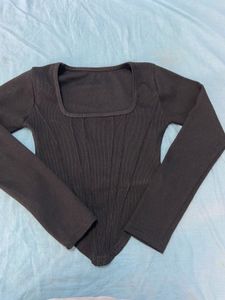Black Corset Long Sleeve Top